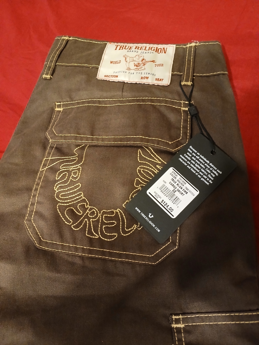 True Religion Men’s Brown Jeans with Contrast Stitching